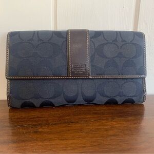 Coach Navy and Brown Signature “C” Women’s Wallet